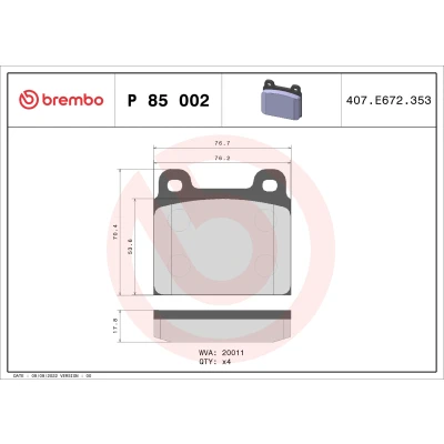 Imagen de BREMBO P 85 002 Juego de pastillas freno excl. contacto avisador desgaste sin accesorios VOLKSWAGEN: TRANSPORTER 3 Bus, Kasten