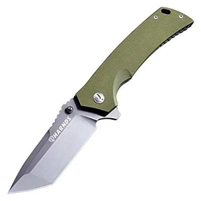 Imagen de Harnds Coltello Pieghevole Portatile con Manico G10, a Serramanico Multiuso in Acciaio Inossidabile D2 per Caccia, Campeggio, Sopravvivenza (CK7206 Gris titanio)