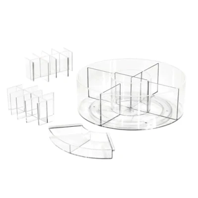 Imagen de iDesign The Collection Maquillaje Giratorio, organizadora Personalizable de la colección Exclusiva Sarah Tanno, Caja plástico para Productos Belleza, Transparente, 19,6 x 9,4 cm