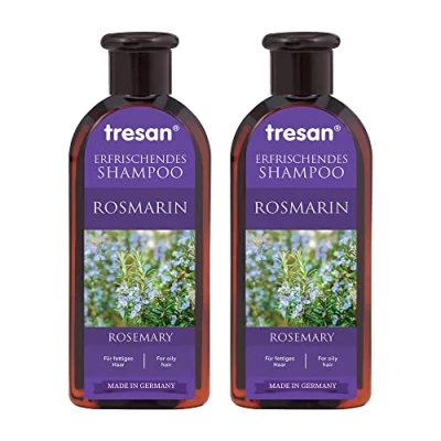 Imagen de Tresan champú refrescante de romero para cabello graso: nutritivo, volumizante, sin parabenos ni gluten, 2 x 300 ml