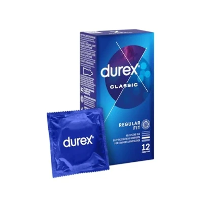 Imagen de Durex Preservativos clásicos de ajuste estrecho con revestimiento lubricante extra en bolsa resellable, color negro (paquete 12)