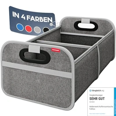 Imagen de HELDENWERK bolsa para maletero de coche plegable, reforzada y estable, organizador maletero, la compra un almacenamiento práctico, caja plegable antideslizante,