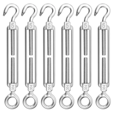 Imagen de 6pcs M5 Tensor Gancho de Acero Inoxidable 304 y Hook &amp; Ojo, Cable Alambre Tensión la Cuerda Ajustable, Accesorios para Toldos Rope Tendederos