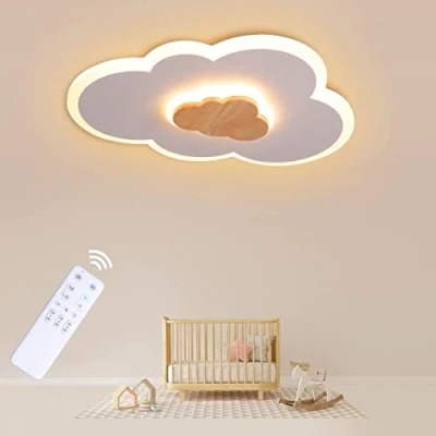 Imagen de FANLG Lampara infantil Techo, Lámpara LED de Nubes 40cm 20W 3000K 6000K Regulable con Control Remoto, Luces para habitacion, Dormitorio, Estar Pasillo y Salón