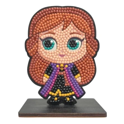 Imagen de CRYSTAL ART Kit completo de figuras madera coleccionables y diamante Disney Frozen Ana