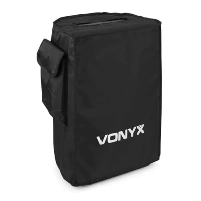 Imagen de Vonyx SC12 funda protectora para altavoces, 35 x 40 55 cm, con compartimento lateral, hueco desplegable asa de carro, perfecta altavoces 12&quot; VSA, AP, SPJ, color negro