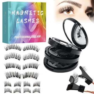 Imagen de Fengyang® 8 Pares, 3 Capas Pestañas Magnéticas, Postizas Magneticas, Magnetica Extensiones 3D, Reutilizables Finas con Aplicador, Sin Pegamento y Impermeables