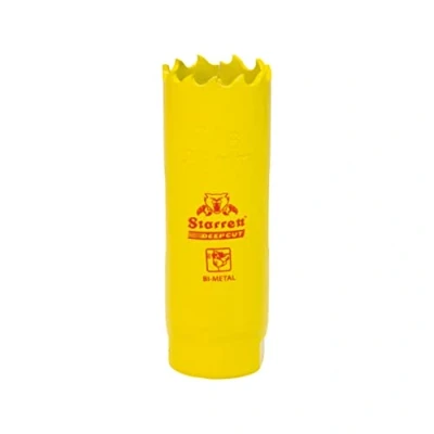 Imagen de Starrett DCH0078 Sierra perforadora de corte profundo bimetal alto rendimiento con dientes HSS cobalto adicionales, para metales, madera, hierro fundido, plásticos fibra vidrio 22 mm