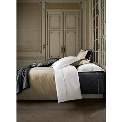 Imagen de de Witte Lietaer Bumblebee Juego percal Luxe Funda edredón + Fundas Almohada, algodón, Color Blanco/Vision Topo, 140 x 200 cm