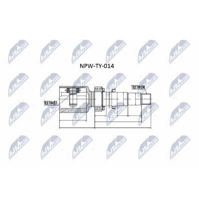 Imagen de NTY NPW TY 014 Junta Homocinética lado de engranaje, Eje delantero, derecha TOYOTA: Highlander II