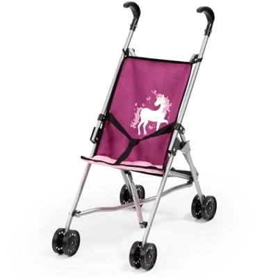 Imagen de Bayer Design Buggy para muñecas, plegable, con cintura, Color rosa unicornio (30537AA)