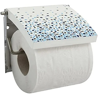 Imagen de MSV Porta Rollos Papel WC MDF Inox Brest, Azul, 13 x 15 11.5 cm