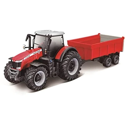 Imagen de Bburago B18 31662 Massey FERGUSSON 8740S Tractor con Remolque 10 cm, Rojo