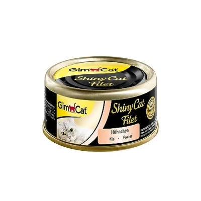 Imagen de GimCat ShinyCat Filet pollo Comida para gatos con jugoso filete y sin azúcar añadido, adultos 48 latas (48 x 70 g)