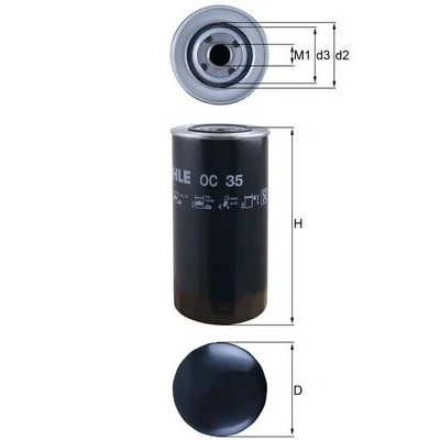 Imagen de MAHLE ORIGINAL OC 35 Filtro de aceite con válvula bloqueo retorno enroscable MAN: TGX, TGS, TGA, SCANIA: P,G,R,T series, 4 series