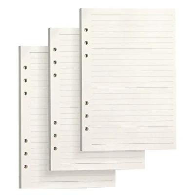 Imagen de PALUDO 135 Hojas Papel de Recambio A5 con 6 Anillas, Lineas para Cuadernos Diarios Inserción Planificador Calendario Filofax Bullet