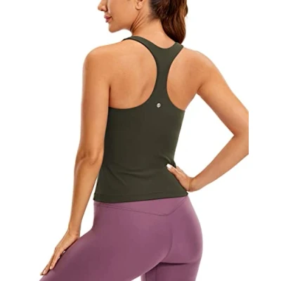 Imagen de CRZ YOGA Camiseta sin Mangas de Entrenamiento para Mujer con Sujetador Incorporado Verde Oliva 42