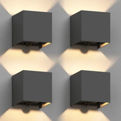 Imagen de ledscom.de 4 x Aplique CUBEL para exterior, IP65, luz ascendente/descendente, detector de movimiento, antracita mate, cuadrado, 1x G9 máx. 10W
