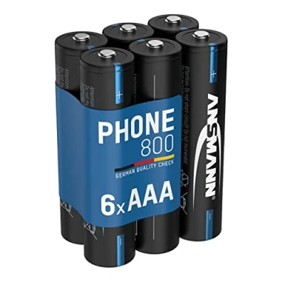 Imagen de ANSMANN Pilas AAA para teléfono Carga rápida, sin Efecto Memoria, 1000 ciclos de Carga, Adecuado teléfonos DECT e inalámbricos, 6 Unidades