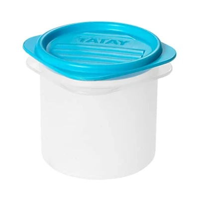 Imagen de Tatay Fiambrera de Alimentos, Hermética, 0.3L Capacidad, Tapa Flexible a Presión, Libre BPA, Apto Microondas y Lavavajillas, Color Azul, Medidas: 8,7 x 8,5 cm