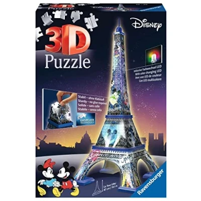 Imagen de Ravensburger 3D Puzzle Disney Tour Eiffel, Night Edition con Luces 216 Piezas, 8+ Años