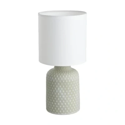 Imagen de Eglo Bellariva lámpara de mesa, mesilla noche cerámica en color gris, textil blanco, salón con interruptor, casquillo E14