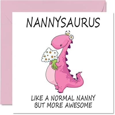 Imagen de tarjetas de cumpleaños para niñera Nannysaurus tarjeta del día la madre nieta, nieto, feliz niñera, dinosaurio, 145 mm x mm, felicitación