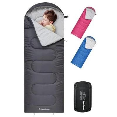 Imagen de KingCamp Saco de Dormir 1 kg, Ligero, cálido, para niños y Adultos, 3 a 4 Estaciones del año, Camping, Senderismo, con Bolsa Transporte