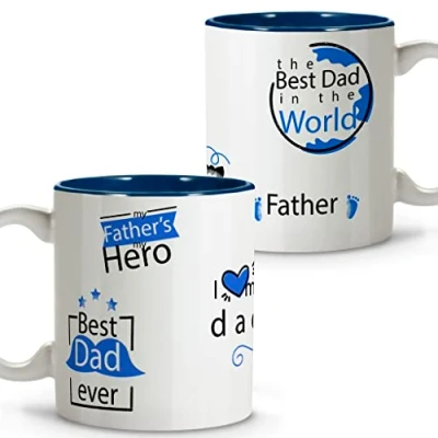 Imagen de LolaPix Tazas Día del Padre. con Frases. Desayuno Originales. Taza Ceramica 330 ml. Regalos Father