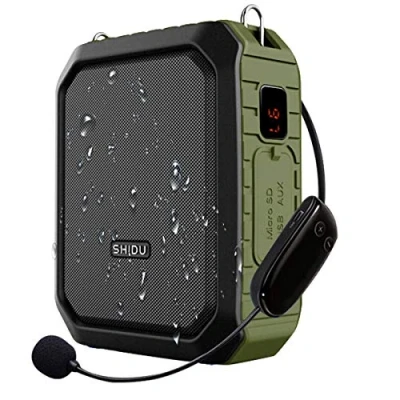 Imagen de SHIDU Amplificador de voz inalámbrico Sistema PA impermeable 18W con micrófono UHF Altavoz Bluetooth para aula al aire libre Guía turístico