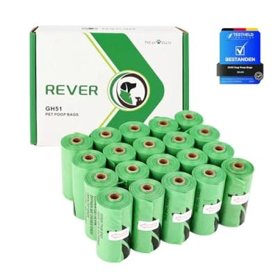 Imagen de REVER GH51, Bolsas Caca Perro 300 Unidades, Biodegradables para Excrementos de Perros, Aroma Lavanda, 20 Rollos, 15 por Rollo