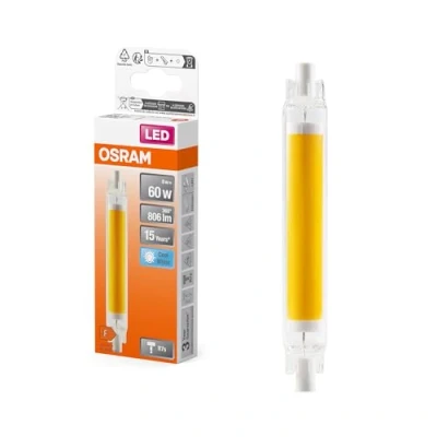 Imagen de OSRAM LED Slim Line lámpara delgada multicolor con base retrofit R7s, 8 W / 806 lm, luz blanca fría y clara 4000 K, no regulable, IP20, cristal sin plomo, 16 mm de diámetro.