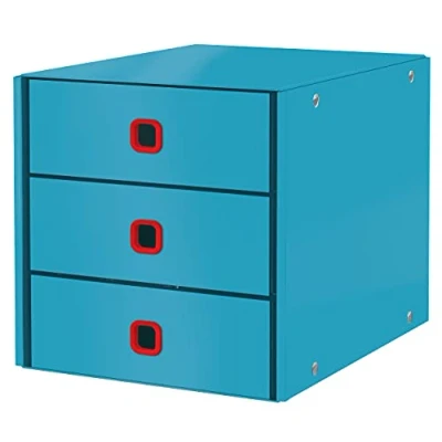 Imagen de Leitz Módulo de Clasificación Click &amp; Store, 3 Cajones para Archivar Papeles y Documentos, Archivador Cartón Tamaño A4 con Alturas el Hogar/Oficina, Gama Cosy, Azul Sereno, 53680061