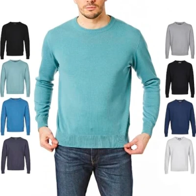 Imagen de Castle Point Jersey de punto para hombre CSPKNT003, 100% algodón, suave al tacto, cuello redondo, color verde musgo, grande