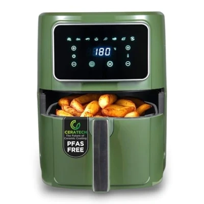Imagen de BERGNER MIDNIGHT Freidora de aire caliente SIN PFAS 1800W 6.9L 8 programas cocción con Revestimiento Cerámico Ajuste temperatura 80 200C Temporizador hasta 30 min