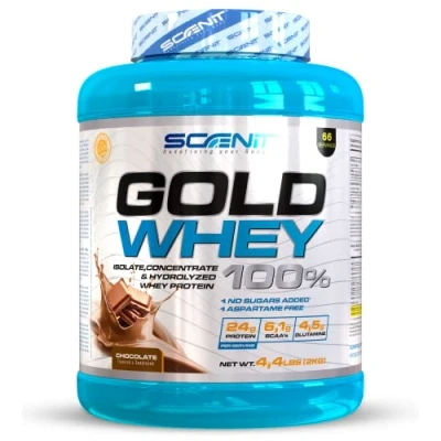 Imagen de Gold whey 100% protein, proteinas para el desarrollo muscular masa con aminoácidos protein + isolate hidrolizado 2 kg (Chocolate)