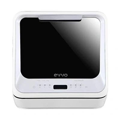 Imagen de EVVO Lavavajillas Tamaño Pequeño, Compacto y Sin Instalación, Para Sobremesa o Encimera, 2 Servicios, 6 Pogramas, Secado Extra, Programa ECO, Autolavado, Inicio Diferido, Mini D Trip (Blanco)