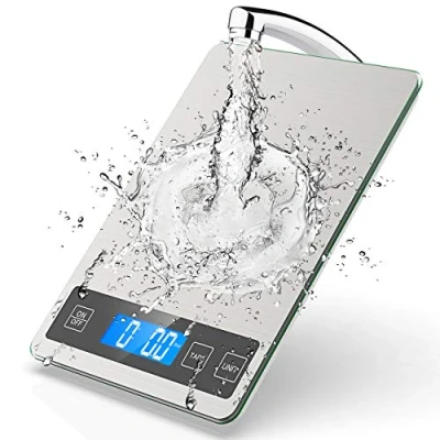 Imagen de NBPOWER Bascula Cocina, digital, balanza para alimentos 10 kg, Tara，acero inoxidable y vidrio templado, con gran superficie de pesaje, precisión 1g