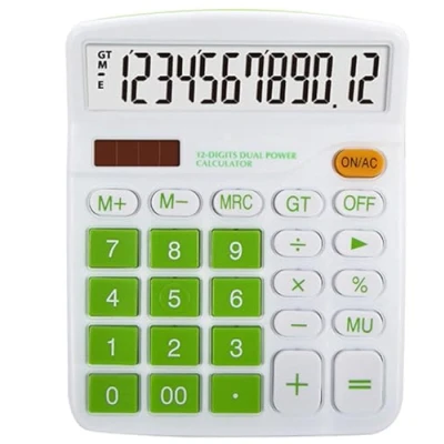 Imagen de Meichoon Grande Calculadoras Sobremesa Básicas Oficina Dual Power Pantalla de 12 Dígitos Batería Solar Financiera Dedicada Función Estándar Calculadora Comercial Escritorio Verde KA08