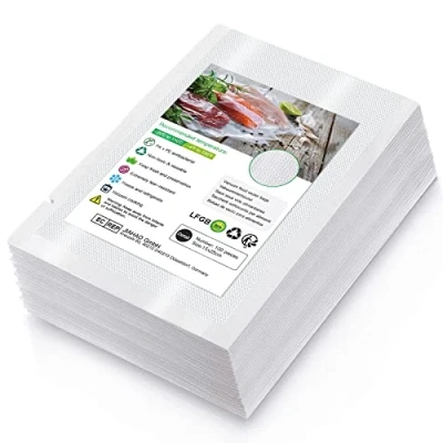 Imagen de Bolsas de Vacio para Alimentos, 100 15 x 25cm (0.49&#039;x0.82’) Vacío BPA Free, Gofradas Conservación Alimentos y Sous Vide Cocina &amp; Boilable