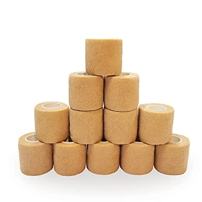 Imagen de SUPERBE Venda Cohesiva de 5 cm x 4.5 m, Vendas Autoadhesivas para Esguinces e Hinchazón, Suministros Médicos Primeros Auxilios Protección Deportiva (Beige)