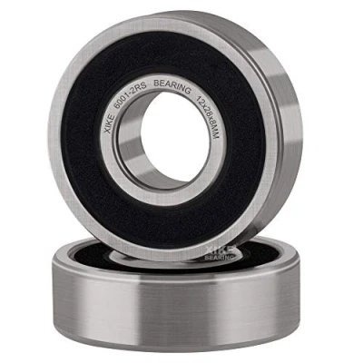 Imagen de XiKe 2 piezas 6001 2RS Rodamiento de bolas 12x28x8mm Doble junta goma｜Acero cromado｜Pre lubricado, 6001RS Rodamientos rígidos sellados.