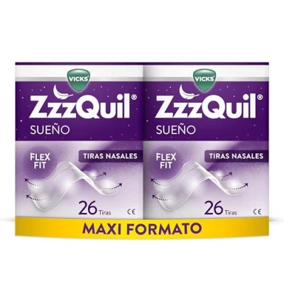 Imagen de ZzzQuil Sueño tiras Nasales, Respira y duerme mejor*, Abre las vías nasales para un alivio instantáneo, Reduce la congestión nasal los ronquidos, Mejora respiración el sueño, 52