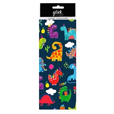 Imagen de Glick 4 hojas de papel seda lujo para envolver regalos, cumpleaños niños, multicolor, cuando se abre, cada hoja mide 500 x 750 mm