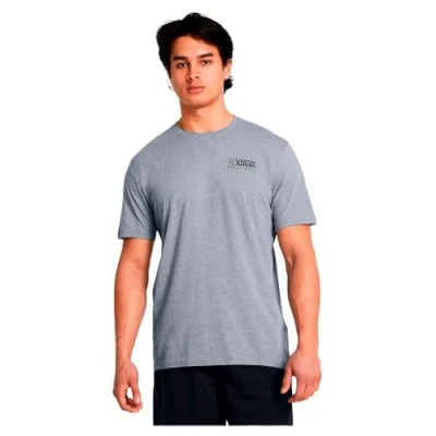 Imagen de Under Armour UA Bball Logo Court SS camiseta de manga corta para hombre, estampada jugar al baloncesto, color gris acero claro/negro
