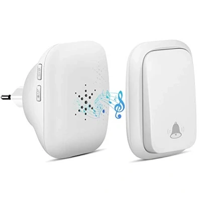 Imagen de Timbre Inalámbrico sin Pilas, PDGROW Timbres Inalámbricos Impermeable Autoalimentado, 150M de Alcance, con 4 Niveles Volumen, 38 Melodías, Indicadores LED