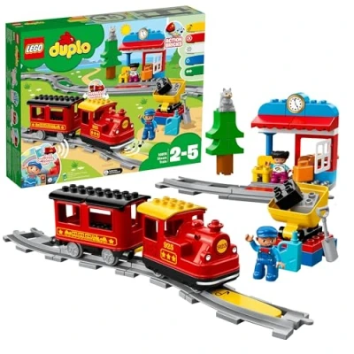 Imagen de LEGO Duplo Tren de Vapor Juguete para Niños y Niñas 2 a 5 años con Luz Sonido, Set 16 Vías Trenes Figuras Educativas Bebés, Idea Regalo Infantil 10874