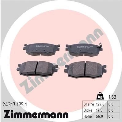 Imagen de ZIMMERMANN 24317.175.1 Juego de pastillas freno con avisador acústico desgaste Foto correspondiente a la entrega HYUNDAI: i20 I Hatchback