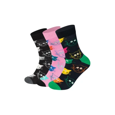 Imagen de Happy Socks Mixed CAT GIFT SET Unisex 3 PACK Calcetines, Talla: 41 46, Multi