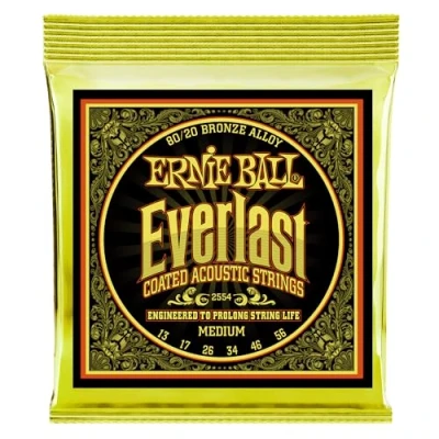 Imagen de Ernie Ball Everlast Medium Cuerdas para guitarra acústica, bronce 80/20, revestidas, calibre 13 56